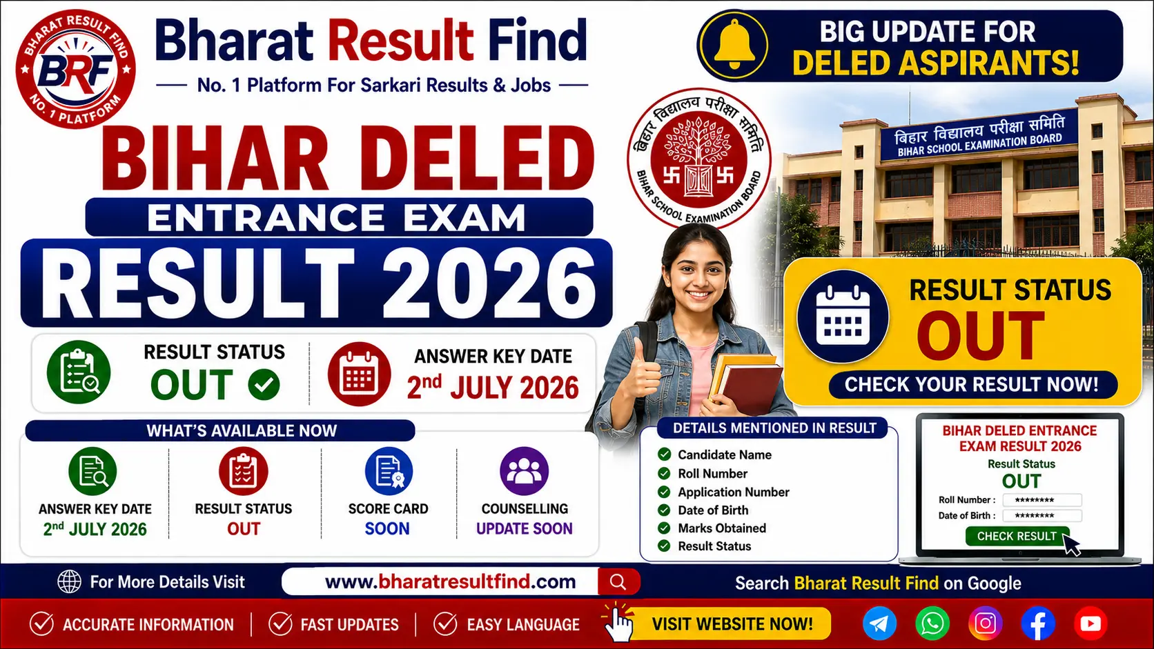 Bihar Deled Entrance Exam Result 2026