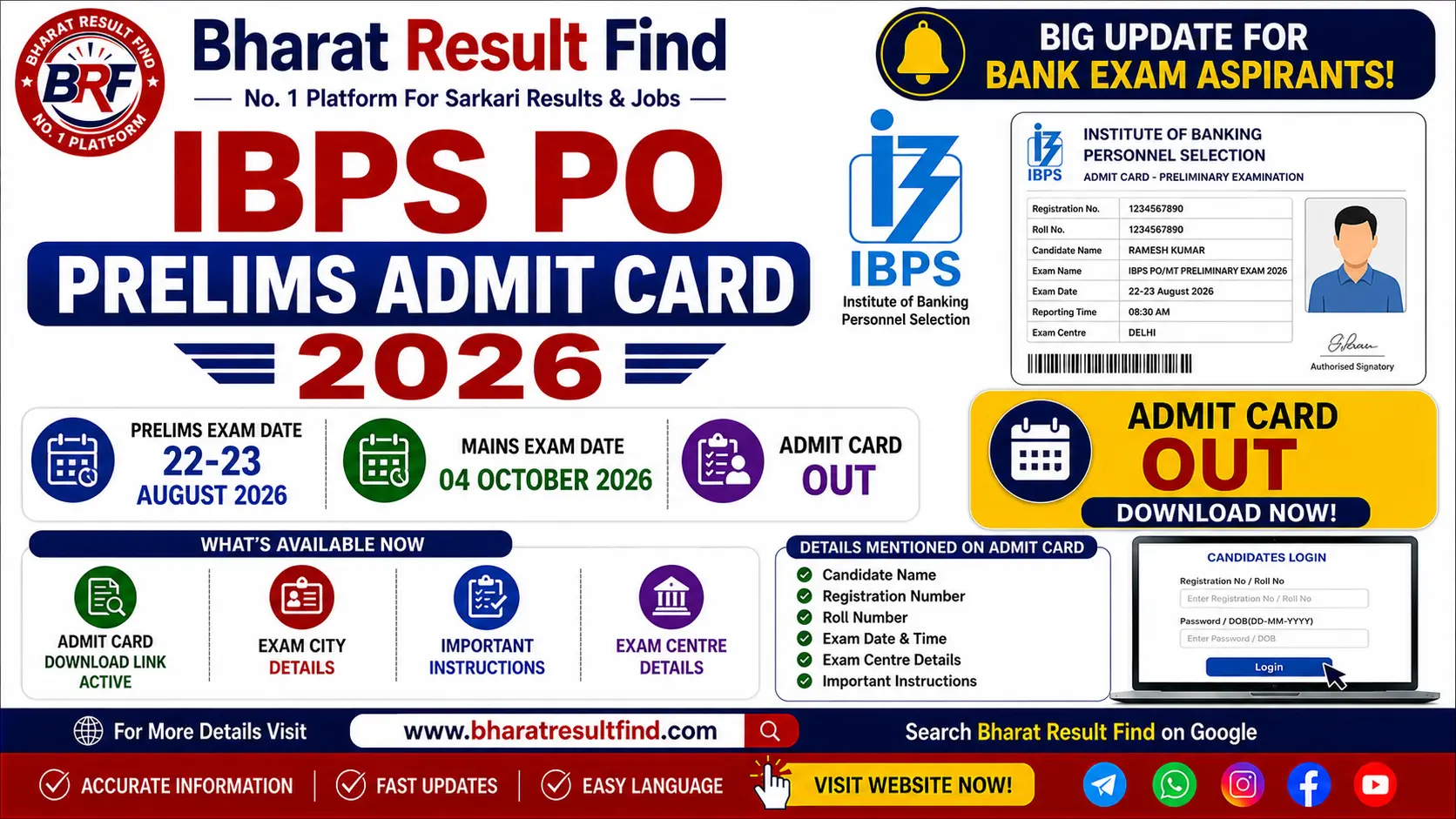IBPS PO Prelims Admit Card 2026